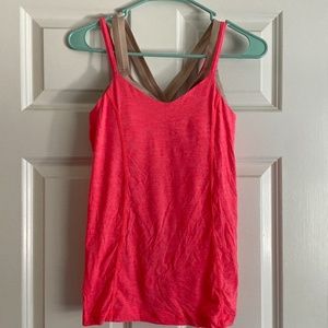 Lululemon coral flowy tank with built in bra